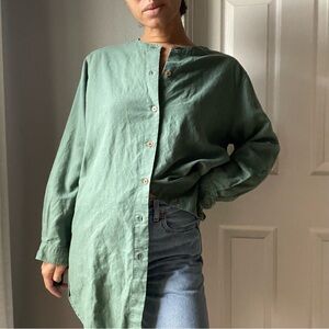 Vintage Lands End Cotton/Linen button down shirt